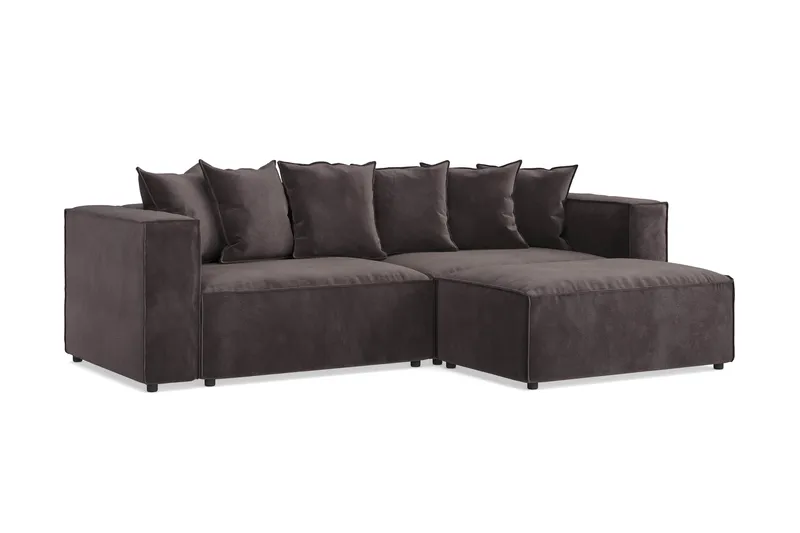 Cubo 4-sits L-formad Djup Modulsoffa med Divan i Sammet - Mörkgrå - Möbler - Vardagsrum - Soffor - Divansoffa & schäslong