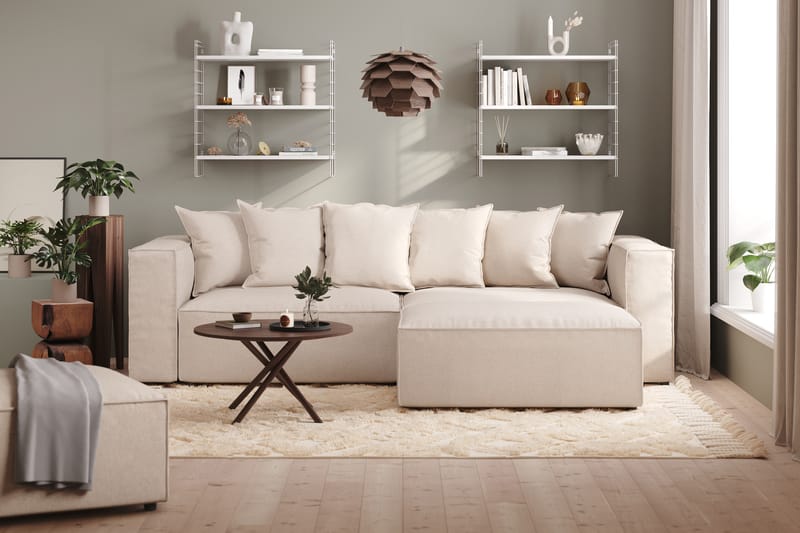 Cubo 4-sits L-formad Djup Modulsoffa med Divan i Tyg - Beige - Möbler - Vardagsrum - Soffor - Divansoffa & schäslong