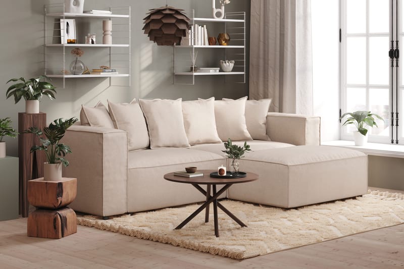 Cubo 4-sits L-formad Djup Modulsoffa med Divan i Tyg - Beige - Möbler - Vardagsrum - Soffor - Divansoffa & schäslong