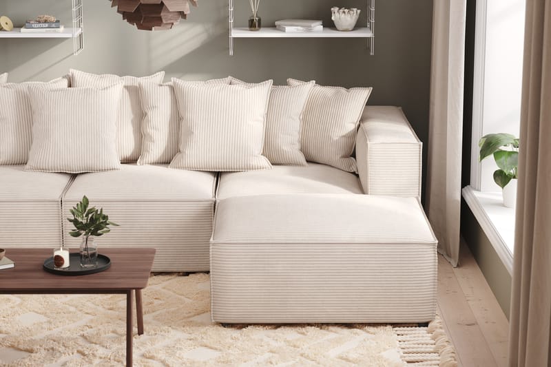 Cubo 4-sits Vändbar L-formad Djup Modulsoffa med Divan i Manchester - Beige - Möbler - Vardagsrum - Soffor - Divansoffa & schäslong
