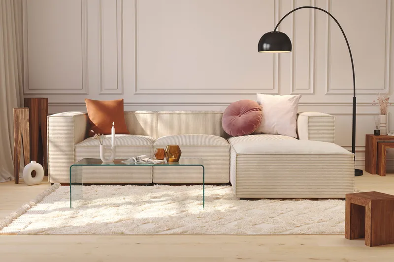 Cubo 4-sits Vändbar L-formad Djup Modulsoffa med Divan i Manchester - Beige - Möbler - Vardagsrum - Soffor - Divansoffa & schäslong