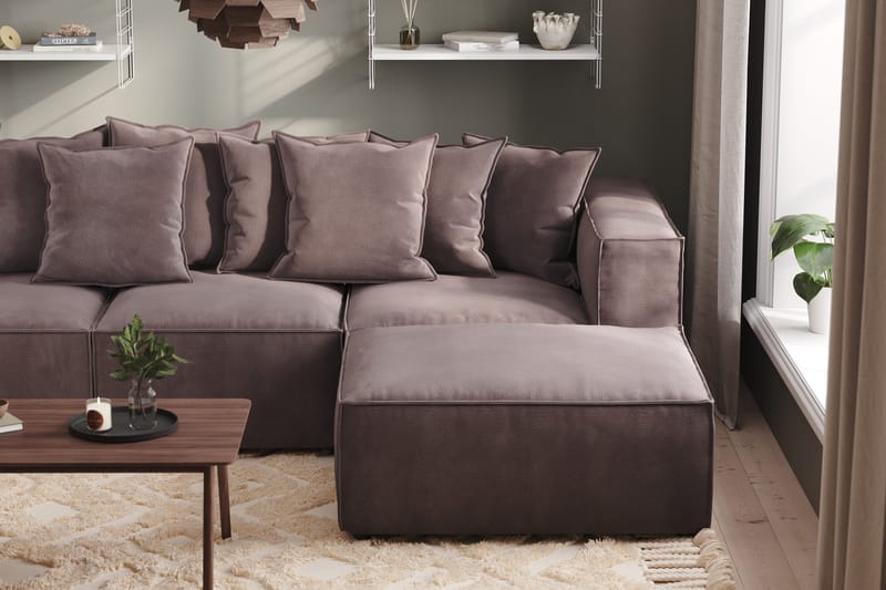 Cubo 4-sits Vändbar L-formad Djup Modulsoffa med Divan i Sammet - Mörkgrå - Möbler - Vardagsrum - Soffor - Divansoffa & schäslong