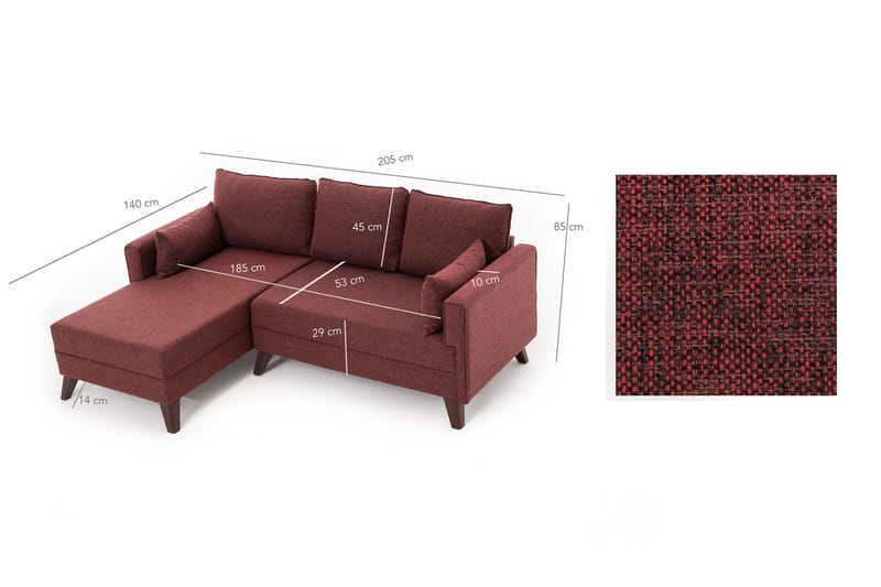 DENMARK Bäddsoffa 2-sits Röd - Möbler - Vardagsrum - Bäddsoffor - Hörnbäddsoffa