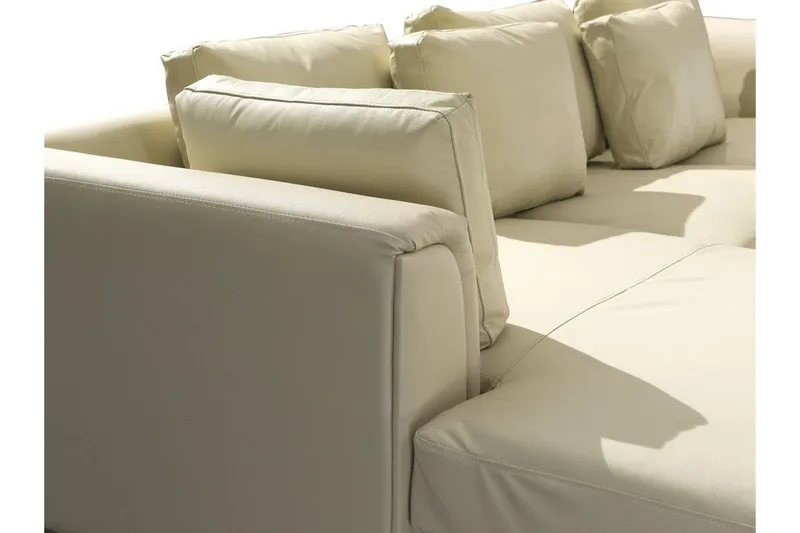 Dugard Hörnsoffa Höger + Fotpall - Beige/Läder - Möbler - Vardagsrum - Soffor - Divansoffa & schäslong