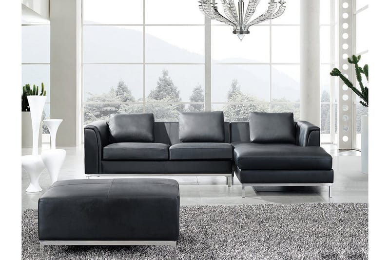 Dugard Hörnsoffa Vänster, Svart/Läder