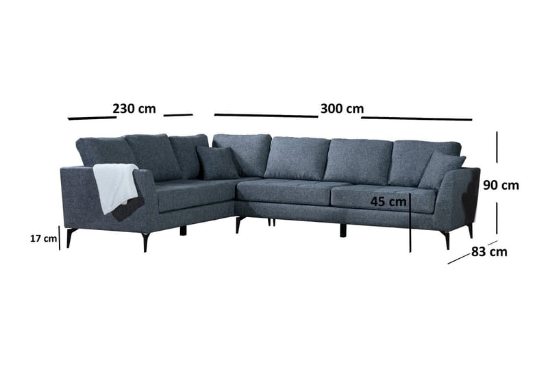 ELLYSSA Hörnsoffa med Divan Vänster Grå - Möbler - Vardagsrum - Soffor - Divansoffa & schäslong