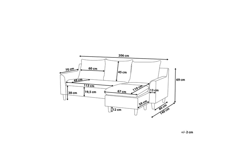 ELVENES Hörnsoffa 206 cm - Divansoffa & schäslong