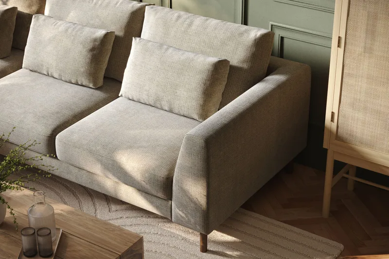 Florenz 3-sits Vänstervänd L-formad Divansoffa i Chenille - Grå/Beige - Möbler - Vardagsrum - Soffor - Divansoffa & schäslong