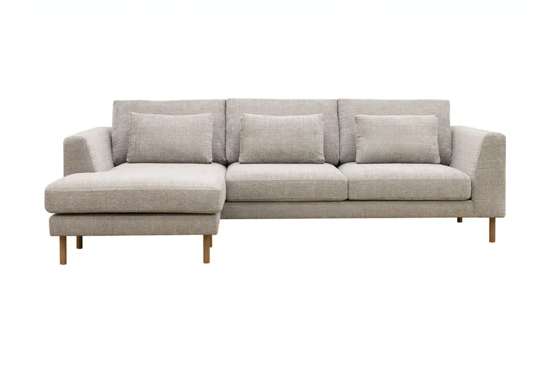 Florenz 3-sits Vänstervänd L-formad Divansoffa i Chenille, Grå/Beige