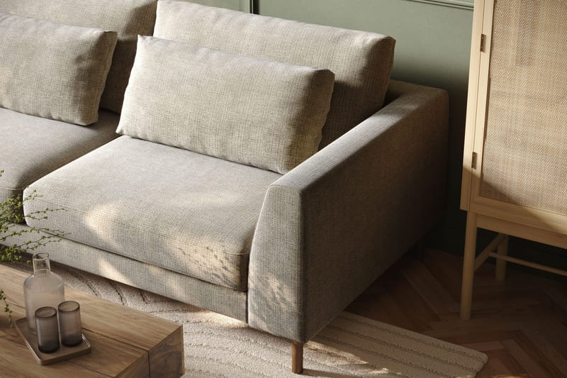 Florenz 4-sits Vänstervänd L-formad Schäslongsoffa i Tyg - Grå/Beige - Möbler - Vardagsrum - Soffor - Divansoffa & schäslong