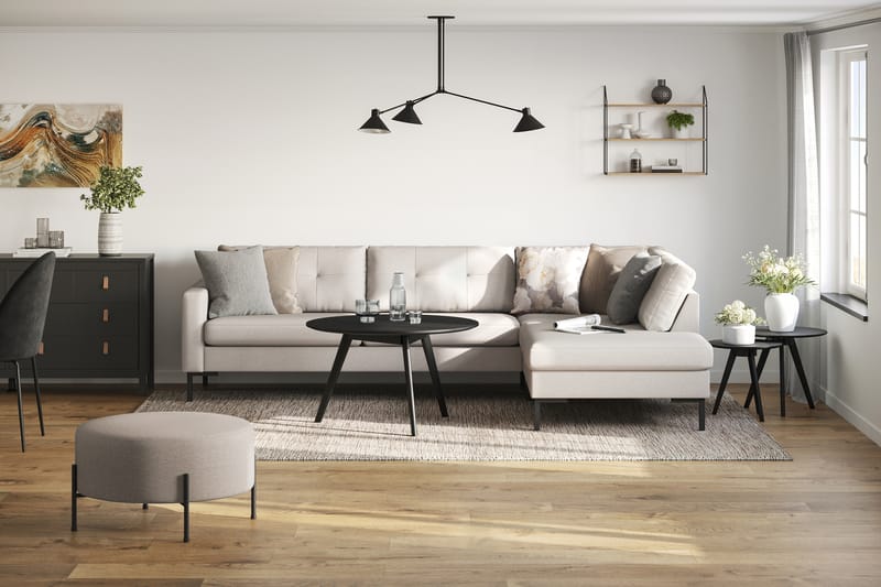 Frillestad 4-sits Högervänd L-formad Schäslongsoffa i Tyg - Beige - Möbler - Vardagsrum - Soffor - Divansoffa & schäslong