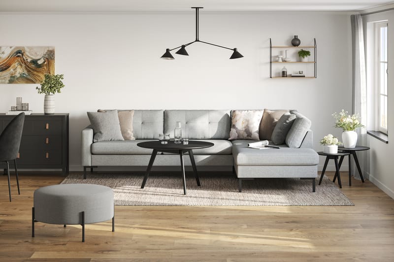 Frillestad 4-sits Högervänd L-formad Schäslongsoffa i Tyg - Grå - Möbler - Vardagsrum - Soffor - Divansoffa & schäslong