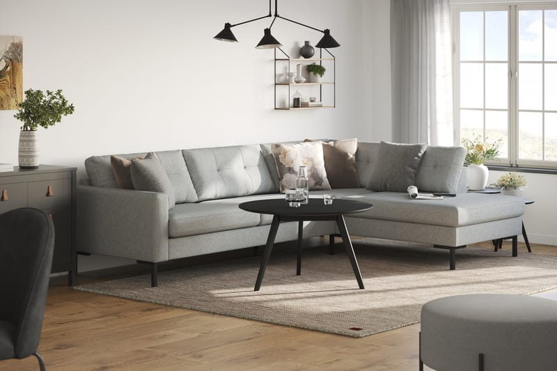 Frillestad 4-sits Högervänd L-formad Schäslongsoffa i Tyg - Grå - Möbler - Vardagsrum - Soffor - Divansoffa & schäslong