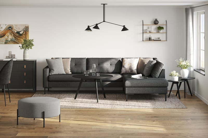 Frillestad 4-sits Högervänd L-formad Schäslongsoffa i Tyg - Mörkgrå - Möbler - Vardagsrum - Soffor - Divansoffa & schäslong
