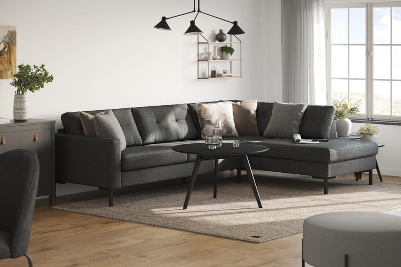 Frillestad 4-sits Högervänd L-formad Schäslongsoffa i Tyg - Mörkgrå - Möbler - Vardagsrum - Soffor - Divansoffa & schäslong