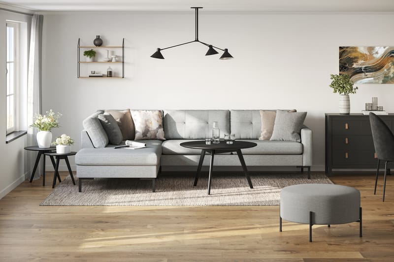 Frillestad 4-sits Vänstervänd L-formad Schäslongsoffa i Tyg - Grå - Möbler - Vardagsrum - Soffor - Divansoffa & schäslong