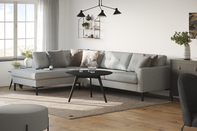Frillestad 4-sits Vänstervänd L-formad Schäslongsoffa i Tyg - Grå - Möbler - Vardagsrum - Soffor - Divansoffa & schäslong