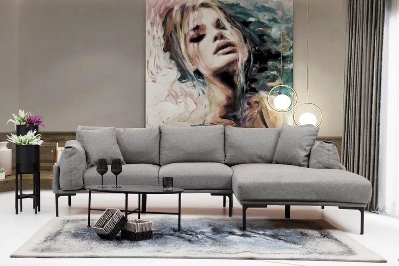 Glenure Soffa m. Divan 4-sits - Grå - Möbler - Vardagsrum - Soffor - Divansoffa & schäslong