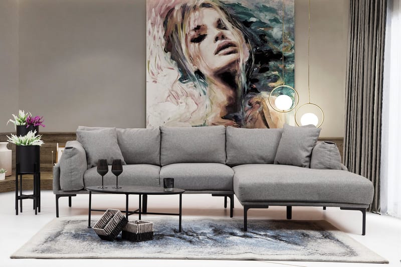 Glenure Soffa m. Divan 4-sits - Grå - Möbler - Vardagsrum - Soffor - Divansoffa & schäslong