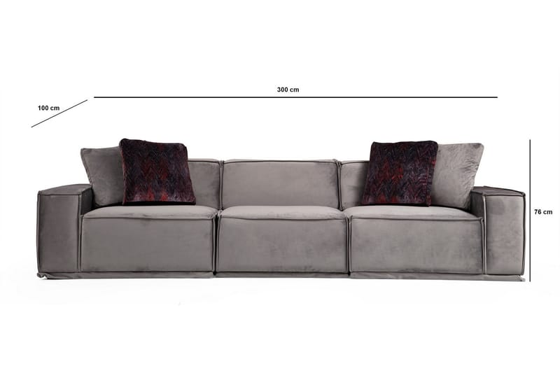 Heddon Soffa m. Divan 3-sits Grå - Möbler - Vardagsrum - Soffor - 3-sits soffor
