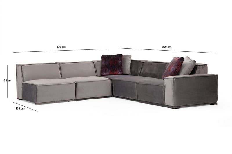 Heddon Soffa m. Divan 6-sits Grå - Divansoffa & schäslong