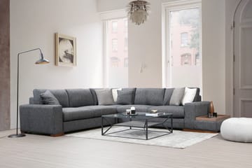 Huelva 5-sits Högervänd L-formad Hörnsoffa 323 cm med Sidobord i Tyg - Grå - Möbler - Vardagsrum - Soffor - Hörnsoffor