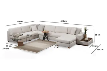 Huelva Divansoffa - Beige - Möbler - Vardagsrum - Soffor - Hörnsoffor