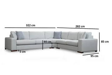 Huelva Högervänd L-formad Hörnsoffa 322 cm i Tyg med Breda Armstöd - Beige - Möbler - Vardagsrum - Soffor - Hörnsoffor