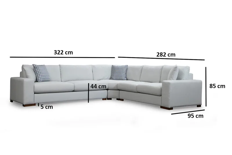 Huelva Högervänd L-formad Hörnsoffa 322 cm i Tyg med Breda Armstöd - Beige - Möbler - Vardagsrum - Soffor - Hörnsoffor