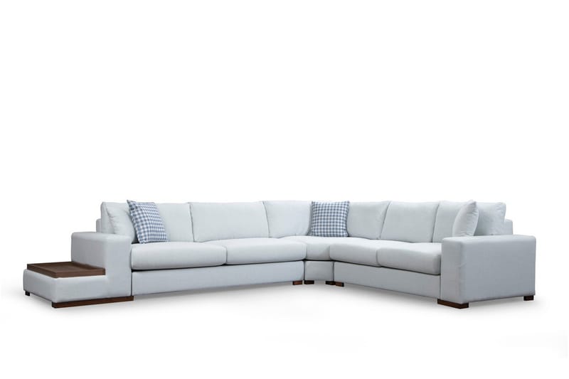 Huelva Vänstervänd L-formad Hörnsoffa 363 cm i Tyg med Sidobord - Beige - Möbler - Vardagsrum - Soffor - Hörnsoffor