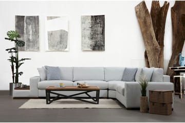 Huelva Vänstervänd L-formad Hörnsoffa 363 cm i Tyg med Sidobord - Beige - Möbler - Vardagsrum - Soffor - Hörnsoffor
