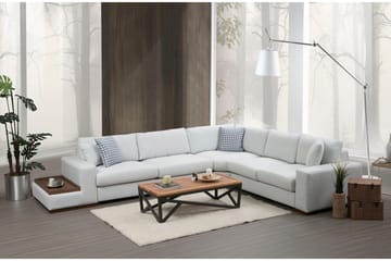 Huelva Vänstervänd L-formad Hörnsoffa 363 cm i Tyg med Sidobord - Beige - Möbler - Vardagsrum - Soffor - Hörnsoffor
