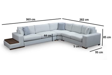 Huelva Vänstervänd L-formad Hörnsoffa 363 cm i Tyg med Sidobord - Beige - Möbler - Vardagsrum - Soffor - Hörnsoffor