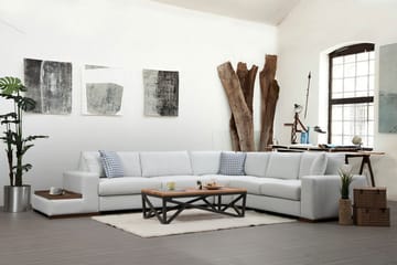 Huelva Vänstervänd L-formad Hörnsoffa 363 cm i Tyg med Sidobord - Beige - Möbler - Vardagsrum - Soffor - Hörnsoffor