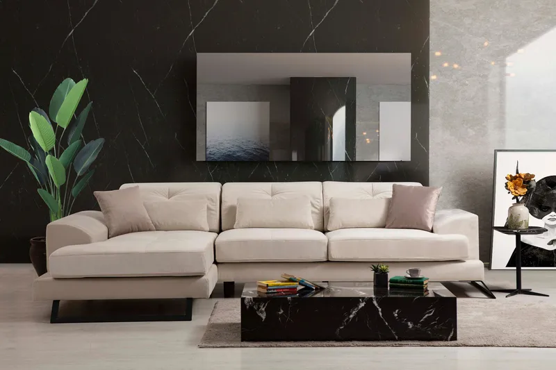 Jaraad Divansoffa Höger - Beige/Svart - Möbler - Vardagsrum - Soffor - Divansoffa & schäslong