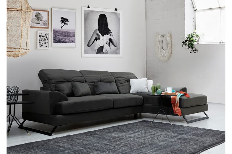 Jaraad Hörnsoffa med Divan Höger - Svart - Möbler - Vardagsrum - Soffor - Divansoffa & schäslong