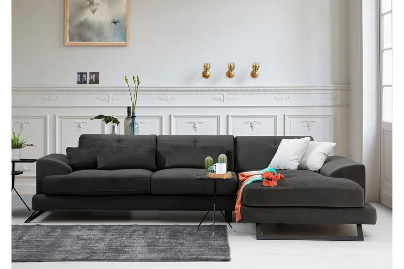 Jaraad Hörnsoffa med Divan Höger - Svart - Möbler - Vardagsrum - Soffor - Divansoffa & schäslong