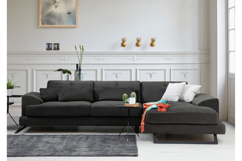 Jaraad Hörnsoffa med Divan Höger - Svart - Möbler - Vardagsrum - Soffor - Divansoffa & schäslong