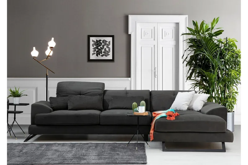 Jaraad Hörnsoffa med Divan Höger - Svart - Möbler - Vardagsrum - Soffor - Divansoffa & schäslong