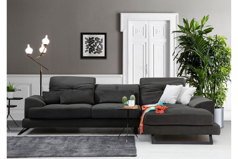 Jaraad Hörnsoffa med Divan Höger - Svart - Möbler - Vardagsrum - Soffor - Divansoffa & schäslong