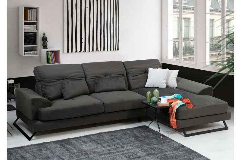 Jaraad Hörnsoffa med Divan Höger - Svart - Möbler - Vardagsrum - Soffor - Divansoffa & schäslong