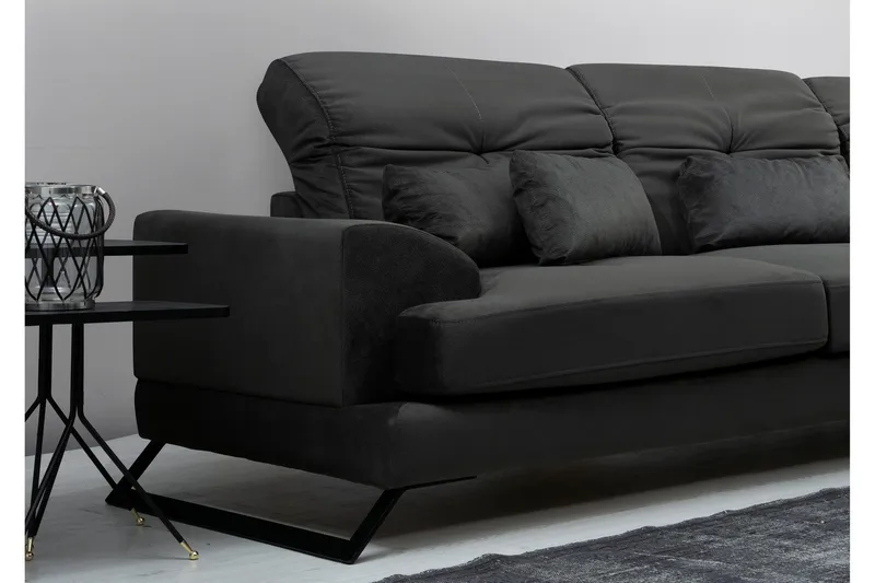 Jaraad Hörnsoffa med Divan Höger - Svart - Möbler - Vardagsrum - Soffor - Divansoffa & schäslong