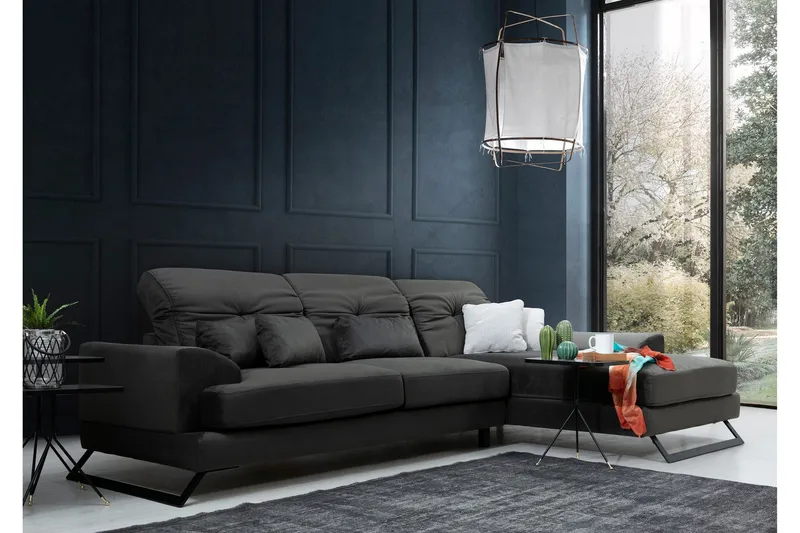 Jaraad Hörnsoffa med Divan Höger - Svart - Möbler - Vardagsrum - Soffor - Divansoffa & schäslong