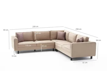 Kaletea Soffa m. Divan 4-sits - Beige - Möbler - Vardagsrum - Soffor - Hörnsoffor