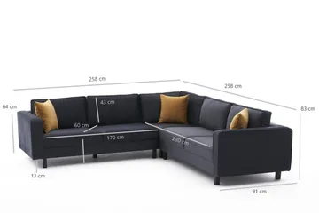 Kaletea Soffa m. Divan 4-sits - Mörkgrå - Möbler - Vardagsrum - Soffor - Hörnsoffor