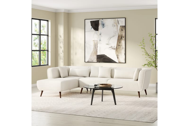 KRISTAN Soffa m. Divan 4-sits Vit - Möbler - Vardagsrum - Soffor - Divansoffa & schäslong