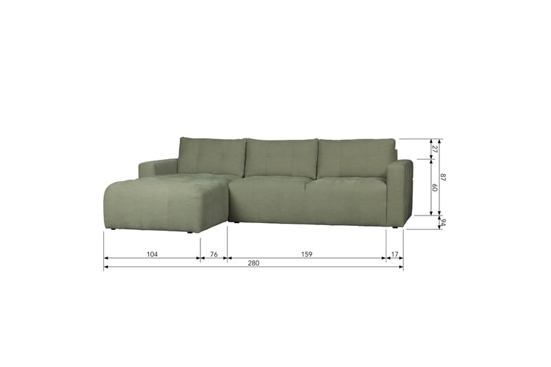 LASKOWO 3-Sits Soffa Vänster Grön - Möbler - Vardagsrum - Soffor - Divansoffa & schäslong