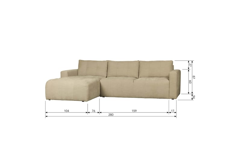 LASKOWO 3-Sits Soffa Vänster Sand - Möbler - Vardagsrum - Soffor - Divansoffa & schäslong