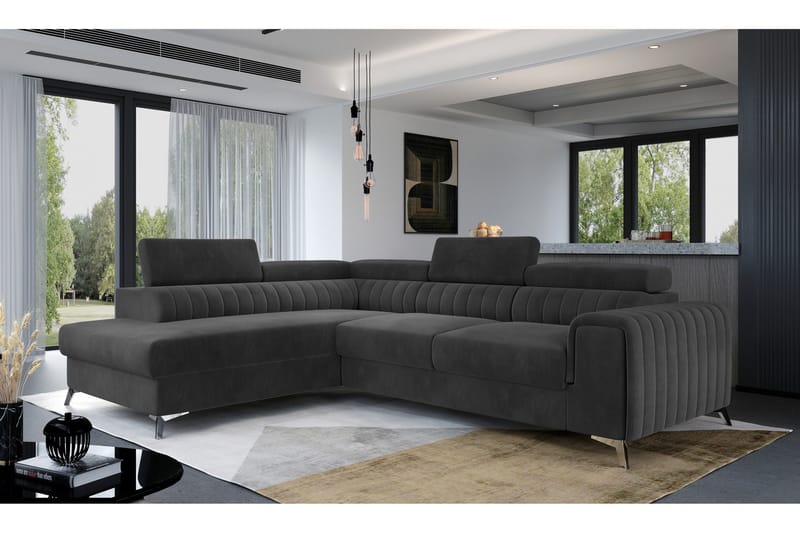 Laurece Schäslongsoffa Vänster, Mörkgrå