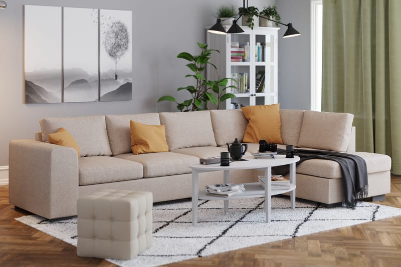 Link 4-sits Högervänd L-formad Large Schäslongsoffa i Tyg - Beige - Möbler - Vardagsrum - Soffor - Divansoffa & schäslong